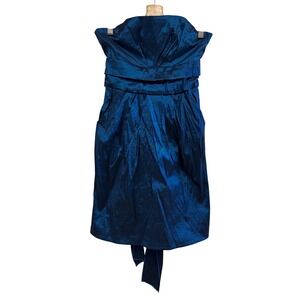 Poetry Clothing Teal‎ Blue Metallic Strapless Holiday Tube Tie Mini Dress Size M
